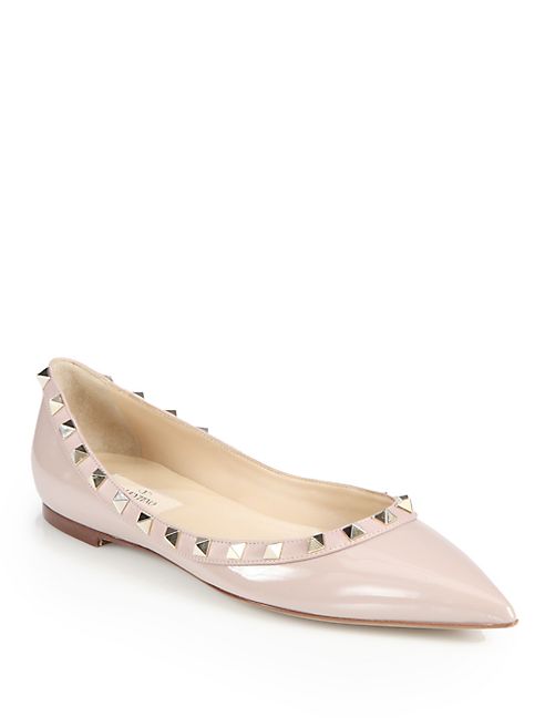 Valentino - Rockstud Patent Leather Ballet Flats