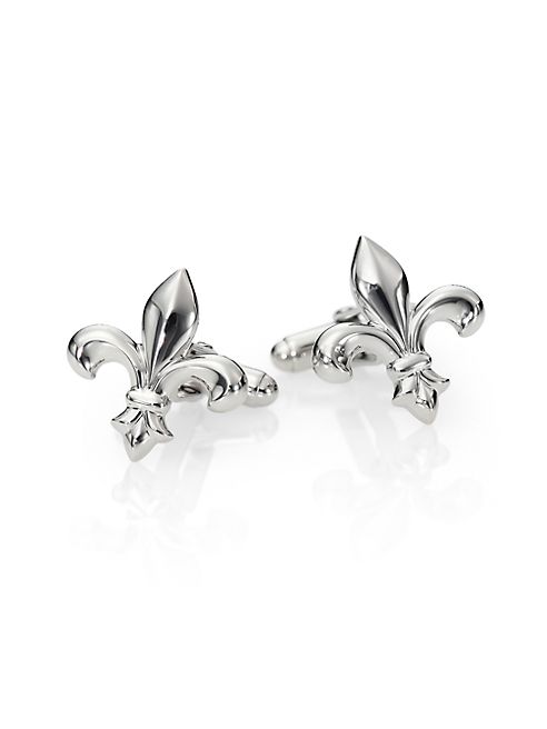 David Donahue - Classic Fleur De Lis Sterling Silver Cuff Links