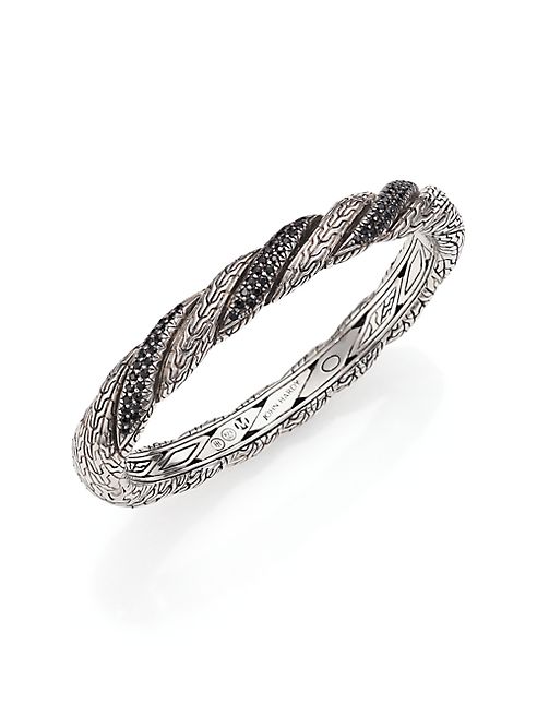 John Hardy - Classic Chain Black Sapphire & Sterling Silver Twisted Bangle Bracelet