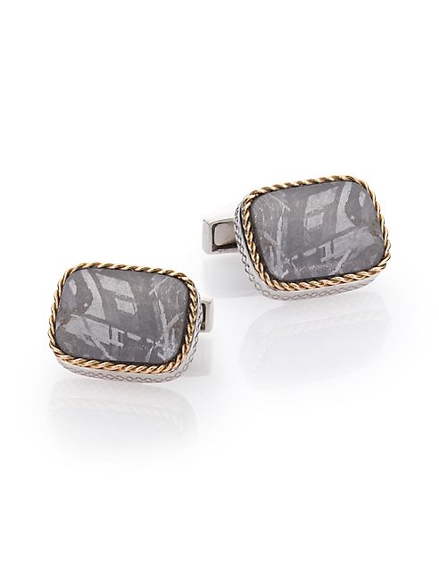 Tateossian - Meteorite, 18K Yellow Gold & Sterling Silver Cable Cuff Links