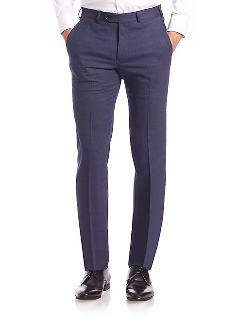 Armani Collezioni - Slim-Fit Flannel Dress Pants