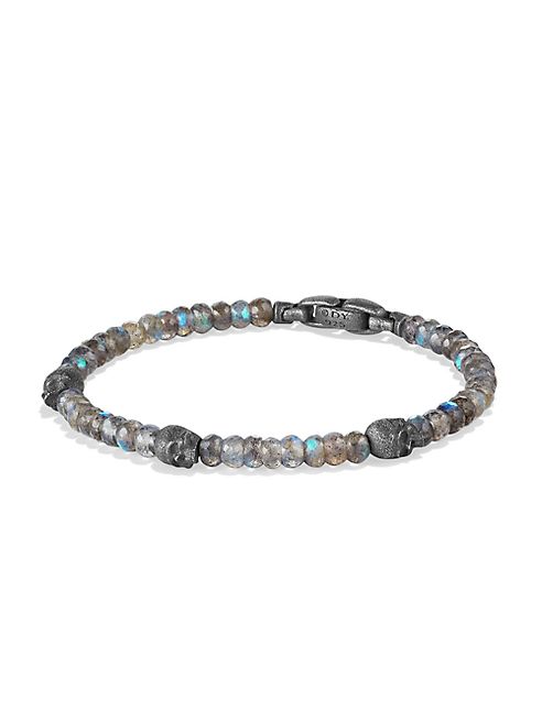 David Yurman - Spiritual Beads Labradorite & Sterling Silver Skull Station Bracelet