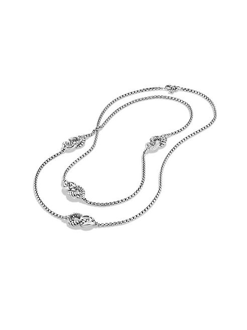 David Yurman - Belmont Curb Link Four Station Necklace with Diamonds