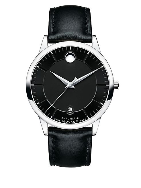 Movado - 1881 Automatic Stainless Steel & Leather Strap Watch