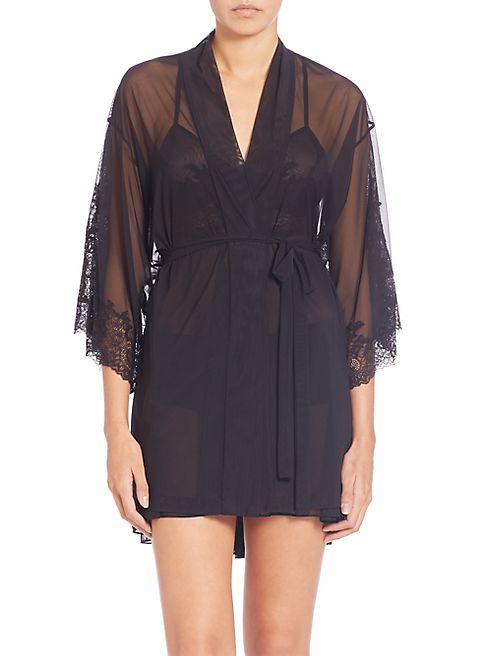 Natori - Lace-Trimmed Wrap Robe