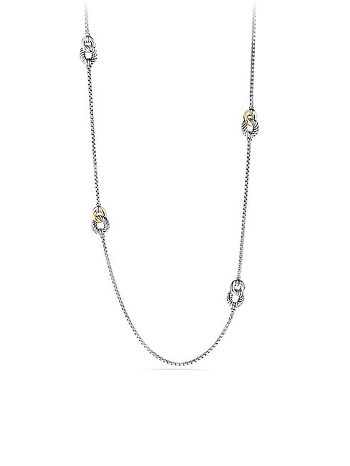 David Yurman - Belmont Curb Link Four Station Necklace with Gold