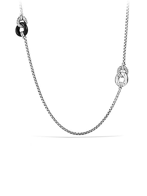 David Yurman - Belmont Curb Link Four Station Necklace with Black Onyx