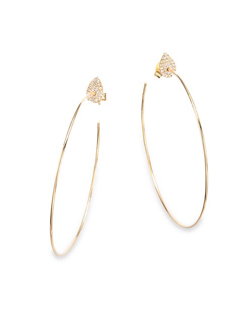 Diane Kordas - Diamond & 18K Yellow Gold Teardrop Hoop Earrings/2.25