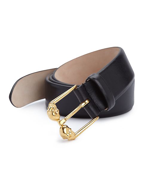 Alexander McQueen - Double-Skull Buckle Leather Belt