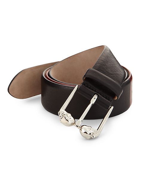 Alexander McQueen - Double-Skull Buckle Leather Belt