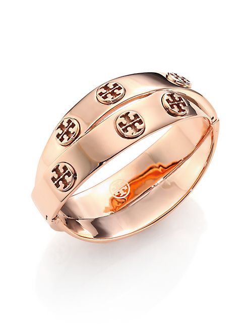 Tory Burch - Studded Double-Wrap Logo Bracelet/Rose Goldtone