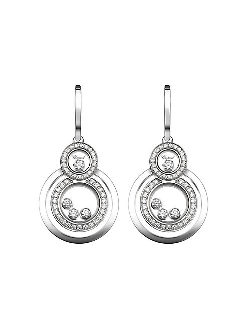 Chopard - Happy 8 Diamond & 18K White Gold Drop Earrings