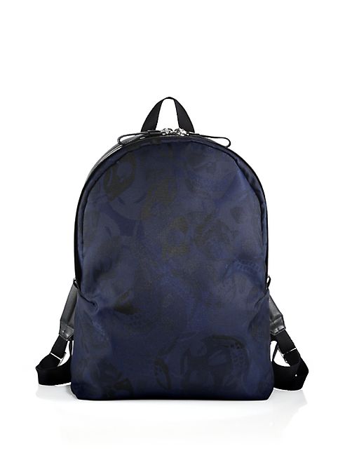 Alexander McQueen - Skull-Print Jacquard & Leather Backpack