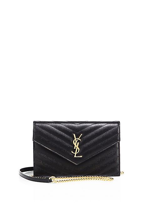 Saint Laurent - Small Monogram Mattelasse Leather Chain Wallet