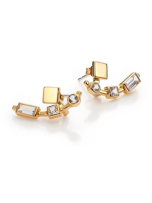 Elizabeth and James - Lewitt White Sapphire Ear Jacket & Stud Earrings Set