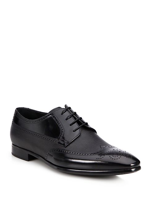 Giorgio Armani - Mixed-Media Leather Wingtip Derby Shoes