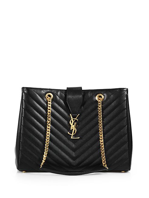 Saint Laurent - Monogram Mattelasse Leather Shopping Tote