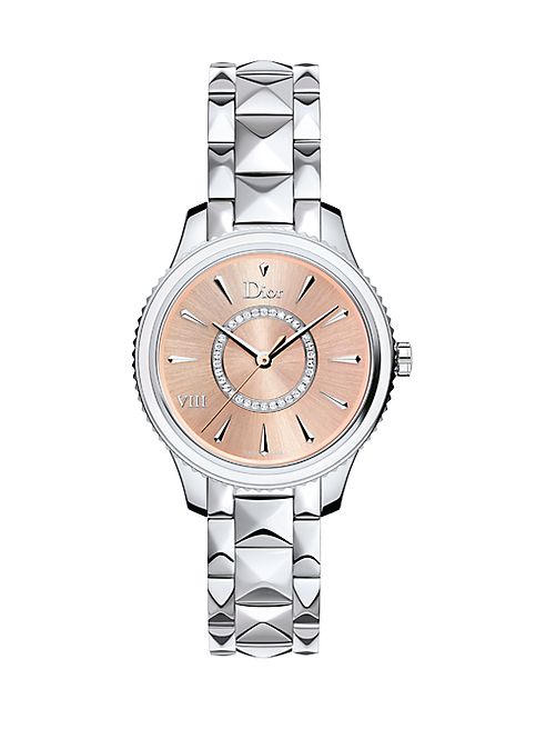 Dior - Dior VIII Montaigne Diamond, Mother-Of-Pearl & Two-Tone Stainless Steel Bracelet Watch