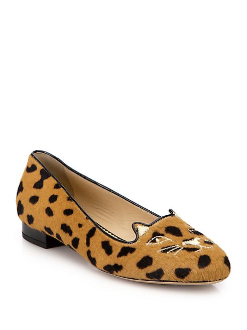 Charlotte Olympia - Leopard-Print Calf Hair Kitty Flats