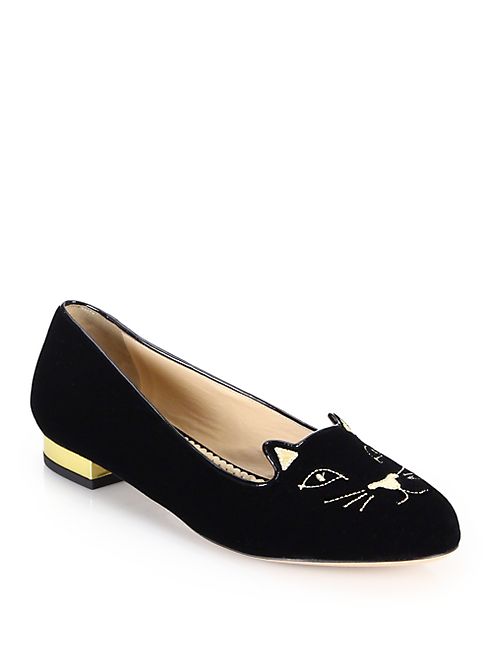 Charlotte Olympia - Velvet Kitty Flats