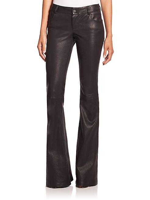 Alice + Olivia - Leather Bell-Bottom Pants