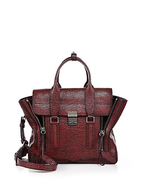 3.1 Phillip Lim - Pashli Medium Two-Tone Shark-Embossed Leather Satchel