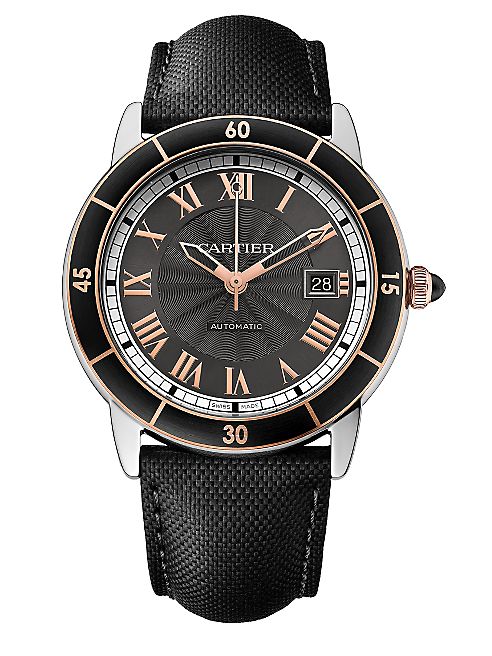 Cartier - Ronde Croisière de Cartier Automatic 18K Pink Goldplated, Stainless Steel & Leather Strap Watch