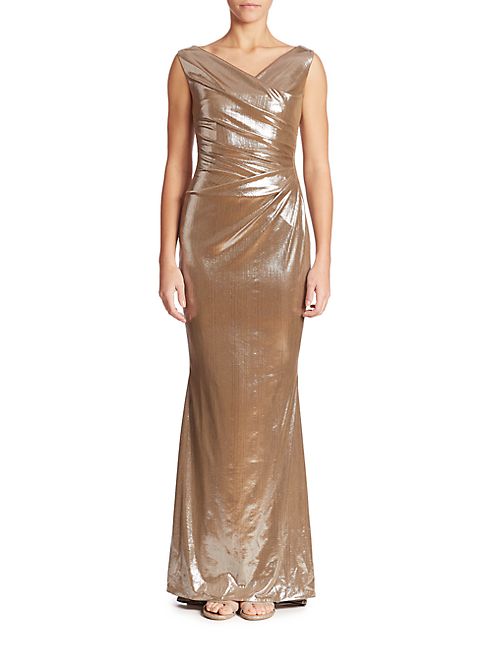 Talbot Runhof - Gathered Metallic Gown