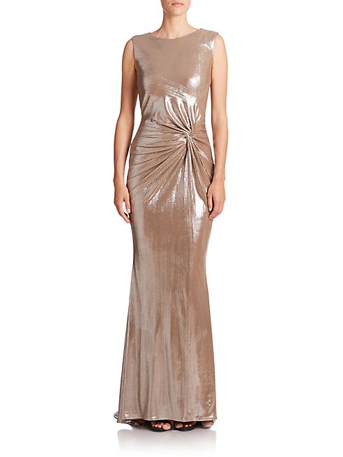 Talbot Runhof - Metallic Twist-Front Gown