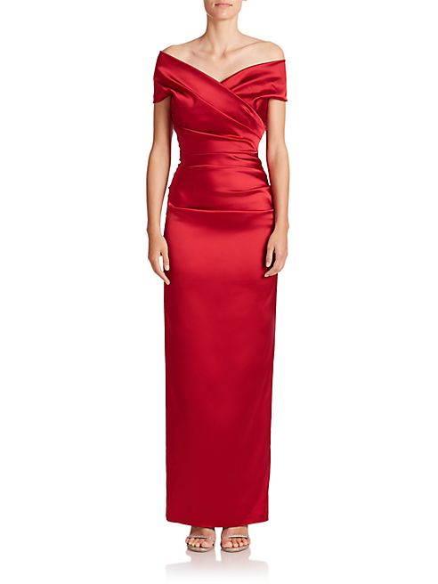 Talbot Runhof - Off-The-Shoulder Satin Gown