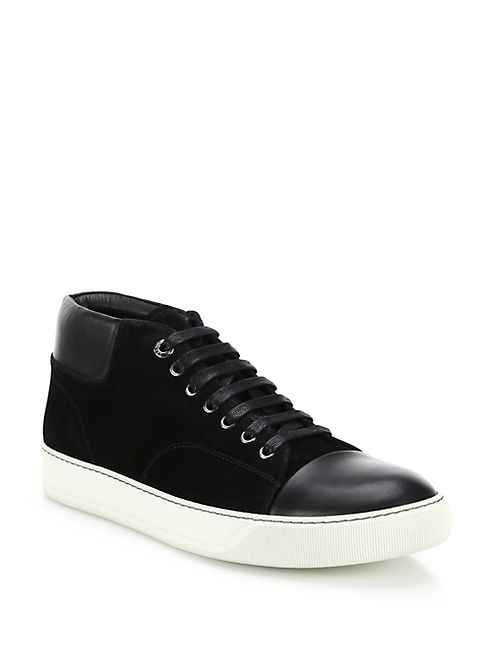 Lanvin - Classic Leather & Suede High-Top Sneakers