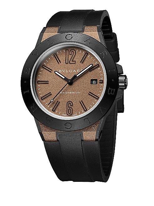 BVLGARI - Diagono Magnesium & Rubber Strap Watch