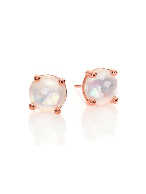 IPPOLITA - Rosé Rock Candy Mother-Of-Pearl & Clear Quartz Doublet Mini Stud Earrings