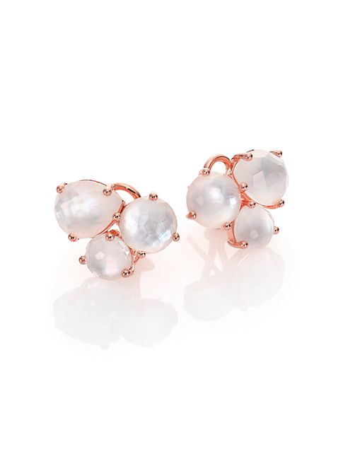 IPPOLITA - Rosé Rock Candy Mother-Of-Pearl & Clear Quartz Doublet Cluster Earrings