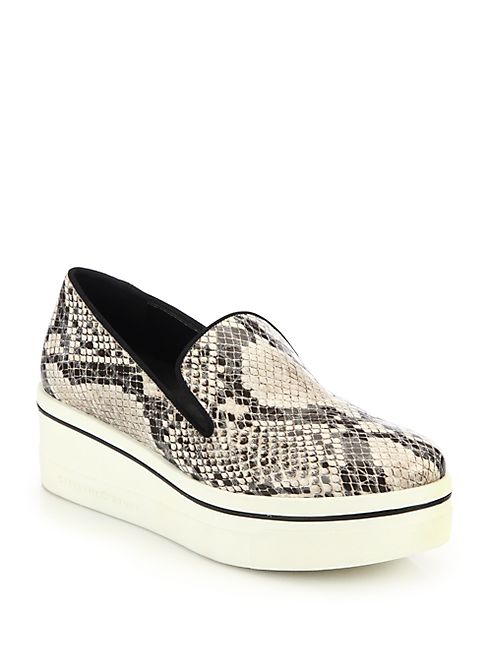 Stella McCartney - Rubber-Platform Faux Python Loafers