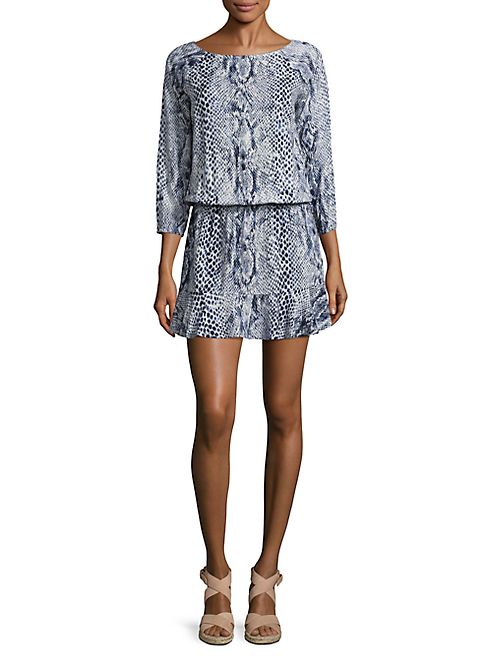 Joie - Arryn Snakeskin-Print Blouson Dress