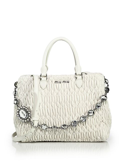 Miu Miu - Nappa Crystal Matelasse Leather Satchel