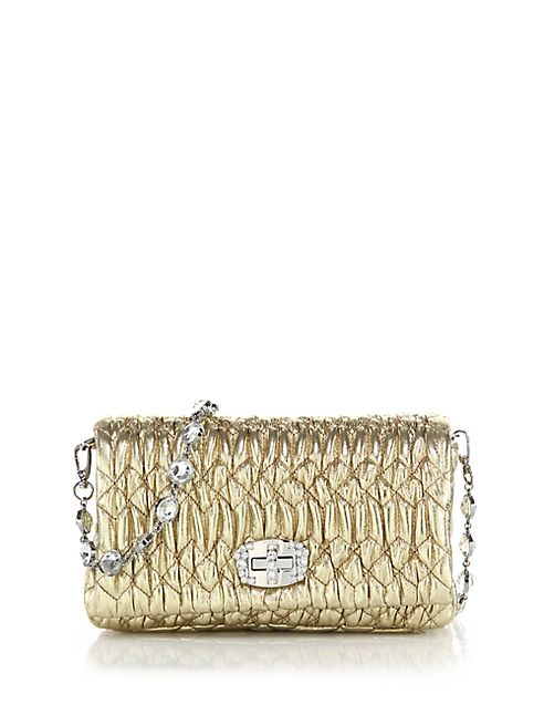 Miu Miu - Nappa Crystal Embellished Leather Shoulder Bag