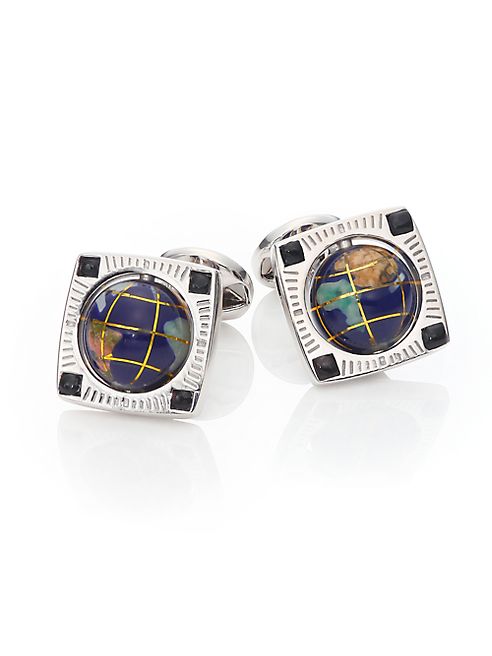 Tateossian - Globe Semi-Precious Multi-Stone & Sterling Silver Cage Cuff Links