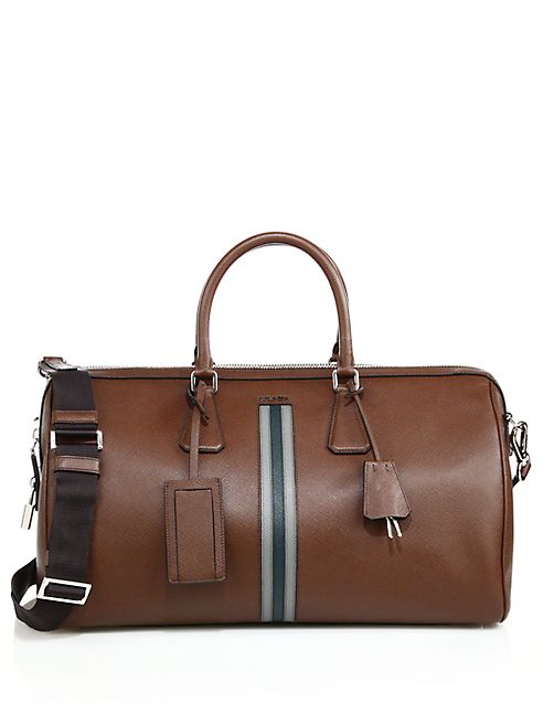 Prada - Saffiano Cuir Striped Duffel