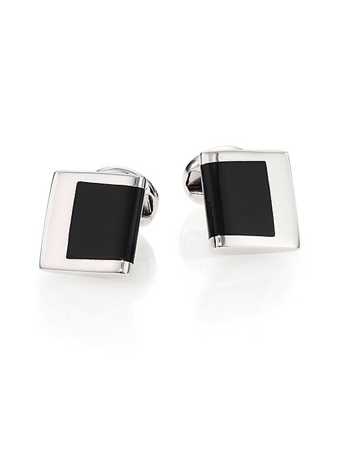 Tateossian - Black Onyx & Paraiba Topaz Stone Sterling Silver Cuff Links