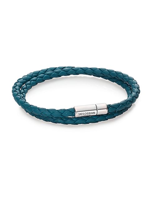 Tateossian - Scoubidou Leather & Sterling Silver Braided Double-Wrap Bracelet