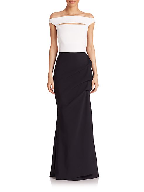 La Petite Robe di Chiara Boni - Melania Colorblock Cap-Sleeve Gown