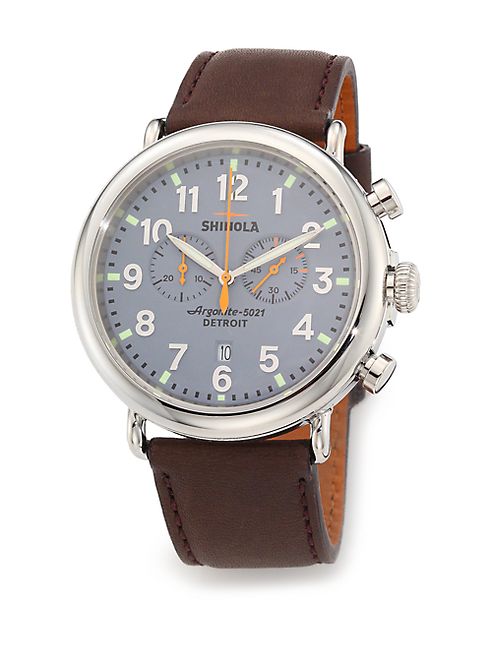 Shinola - The Runwell Chronograph Stainless Steel & Leather Strap Watch