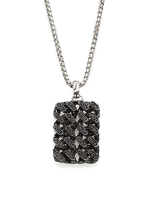 John Hardy - Gourmette Lava Sterling Silver & Black Ruthenium Pendant with Black Sapphires