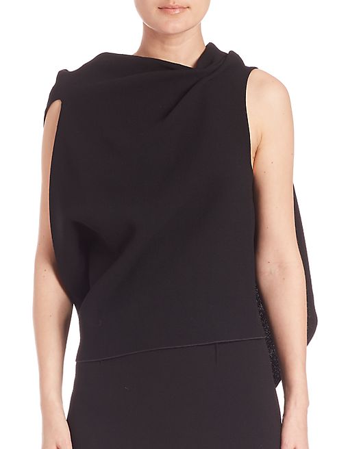 Roland Mouret - Eugene Drap-Front Open-Back Wool Blouse