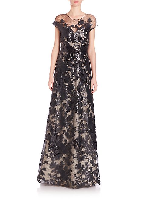 RENE RUIZ - Sequined Lace A-Line Gown