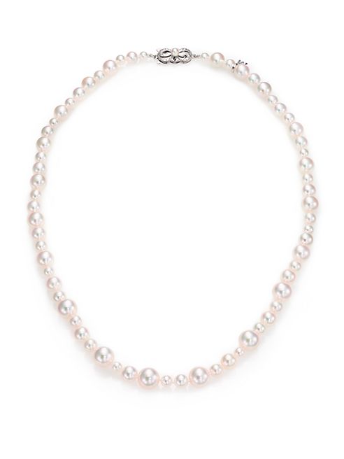 Mikimoto - 4.5MM-8.5MM White Cultured Akoya Pearl & 18K White Gold Strand Necklace