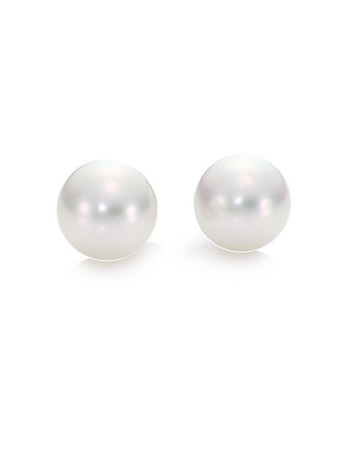 Mikimoto - 11MM White South Sea Pearl & 18K White Gold Stud Earrings