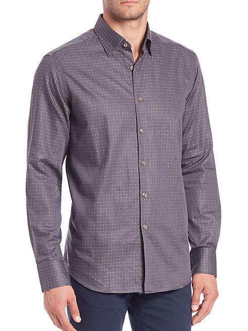 Saks Fifth Avenue Collection - Regular-Fit Polka Dot Button-Down Shirt